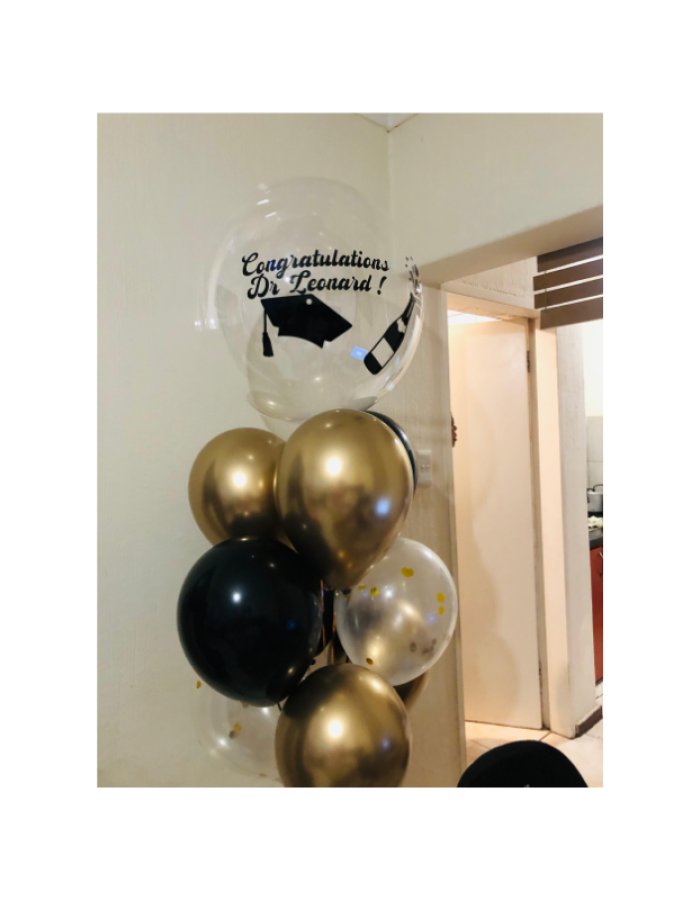 Personalized Black & Gold 10 Balloon Bouquet