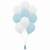 Satin Sky Luxe 12 Balloon Bouquet on a weight