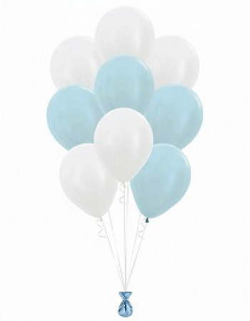 Satin Sky Luxe 12 Balloon Bouquet on a weight