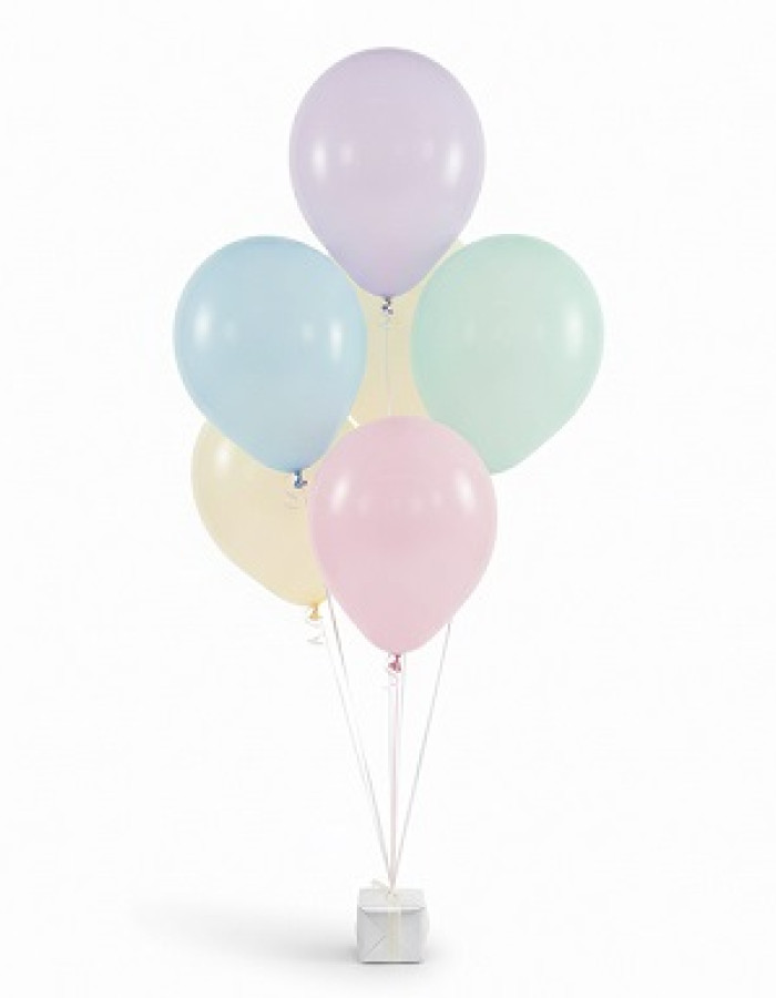 Cotton Candy Pastel 5 Balloon Bouquet on a weight