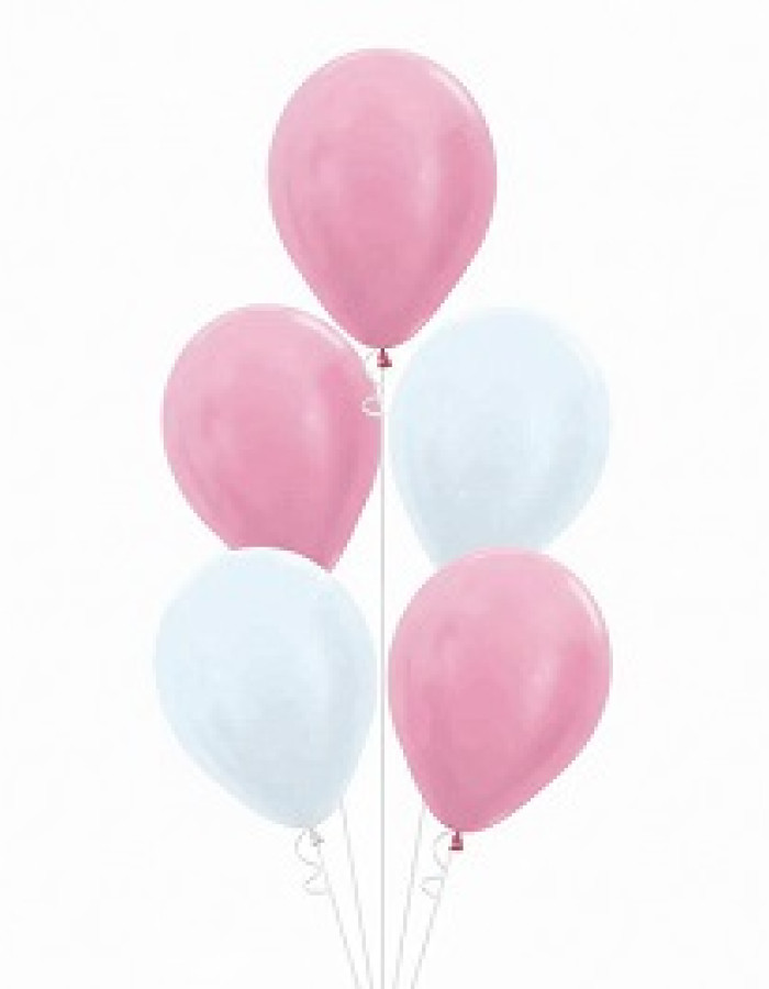 Pink Satin Luxe 5 Balloon Bouquet on a weight