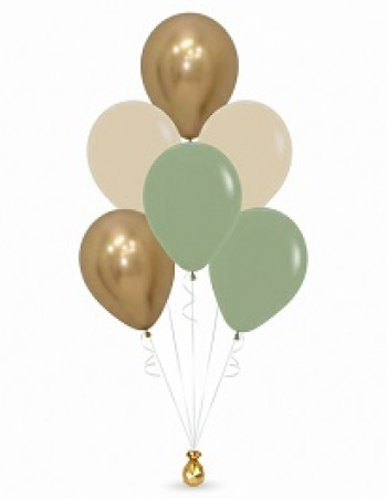Soft Sage Luxe 6 Balloon Bouquet on a weight