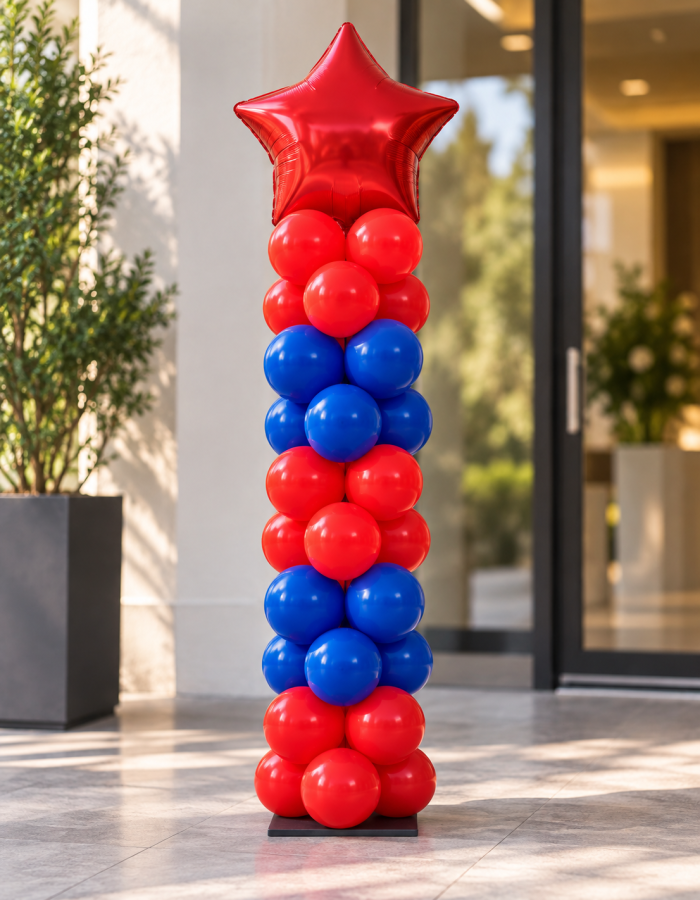 Classic Balloon Column with Star Top 1.6m