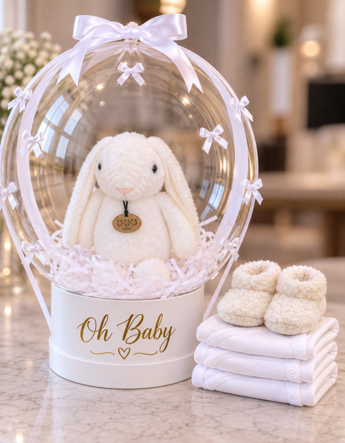 Newborn Stuffed All White Bunny Bobo Gift