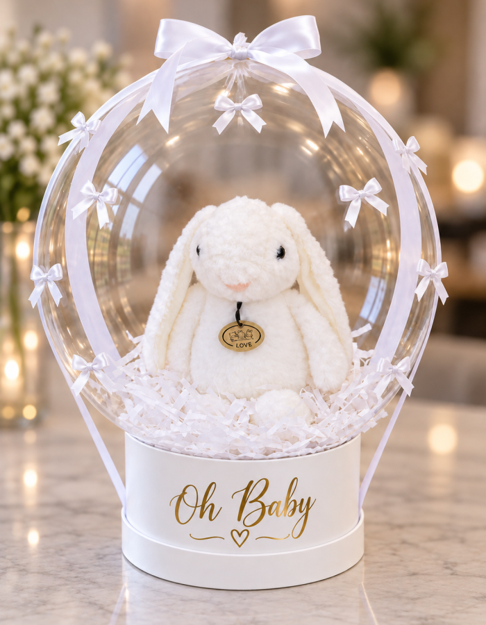 Newborn Stuffed All White Bunny Bobo Gift