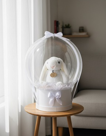  All White Stuffed Bunny Bobo Gift
