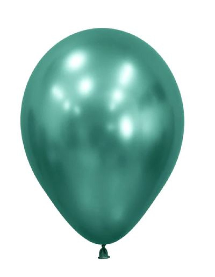 12 Inch Chrome Reflex Green Helium Balloon