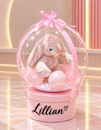 Stuffed Bunny Bubble Balloon Gift Box