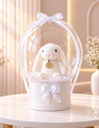  All White Stuffed Bunny Bobo Gift