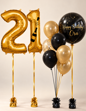 Black & Gold Milestone Balloon Set