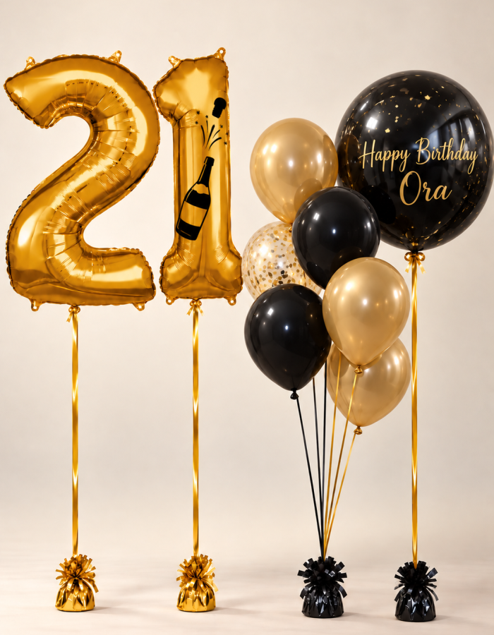 Black & Gold Milestone Balloon Set