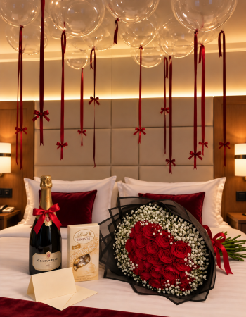 Burgundy Romantic Room Setup