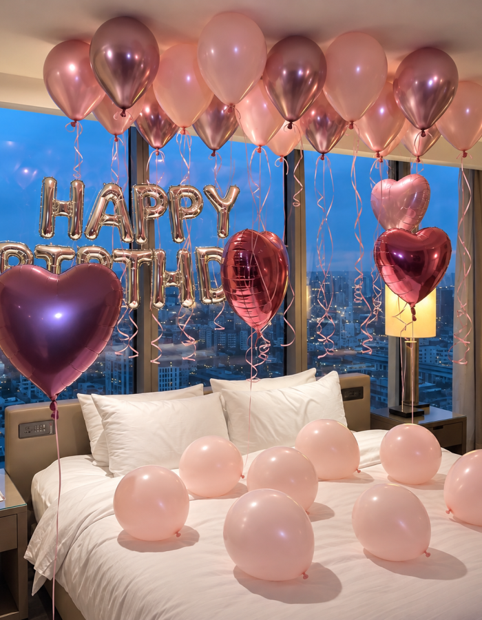 Hearts & Balloons Birthday Room Setup