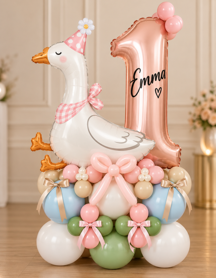Silly Goose Turns One Balloon Stack