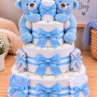 Twin Teddy Boys Nappy Cake