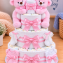 Twin Teddy Girls Nappy Cake