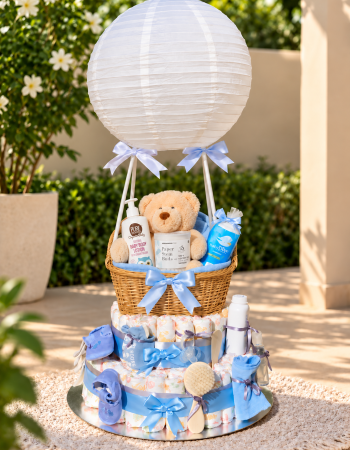 Hot Air Balloon Nappy Cake Blue