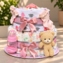 Blush Bear 2 Tier Nappy Cake