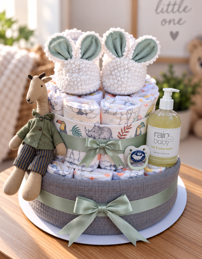 Safari Sage Luxury Nappy Cake