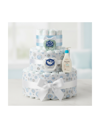 Pure Luxe 3-Tier Minimalist Boy Nappy Cake
