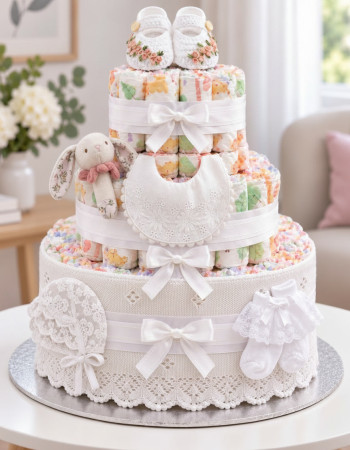 Vintage Lace Nappy Cake